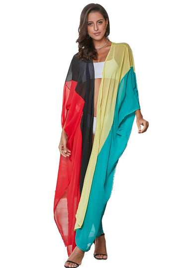 W288-100 Tunica lunga de plaja  semitransparenta  model multicolor