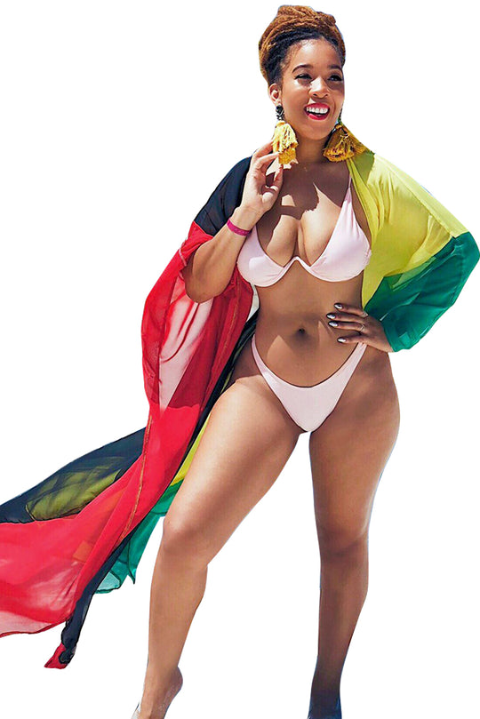 W288-100 Tunica lunga de plaja  semitransparenta  model multicolor