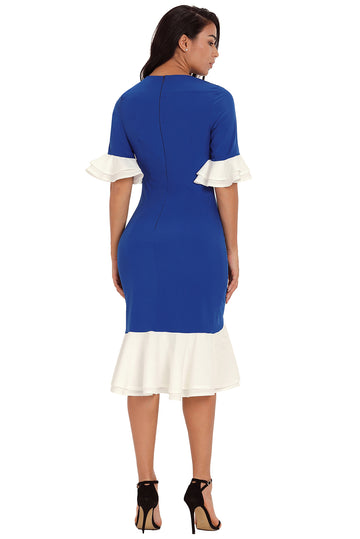 Rochie midi stil retro cu volanase si fundita W709-441