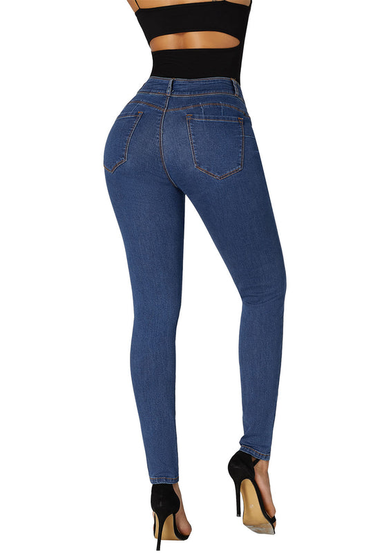 Pantaloni din denim cu talie inalta X18-444