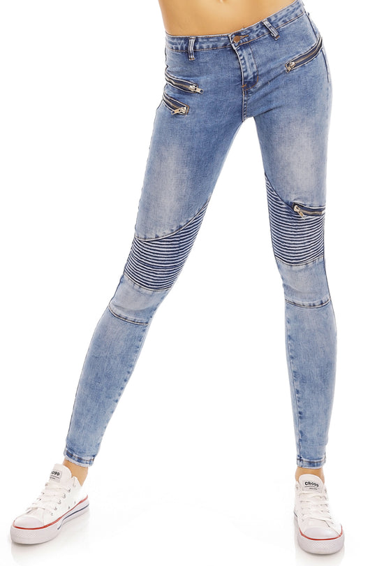 Blugi din denim cu aspect prespalat X580-411