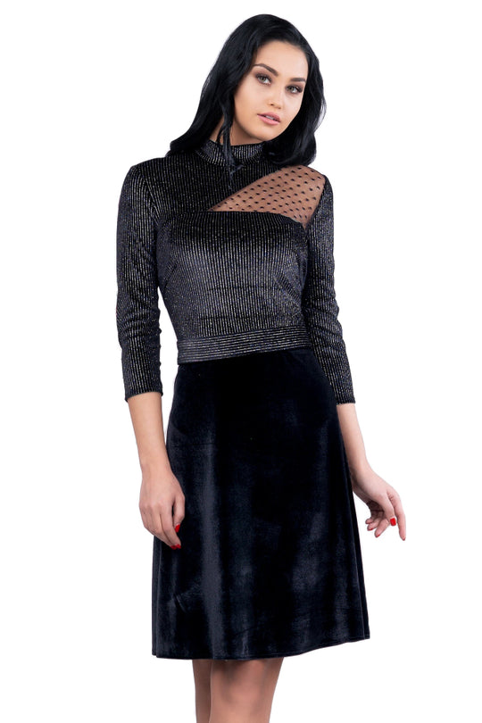 Rochie scurta cu guler usor inalt X662-1