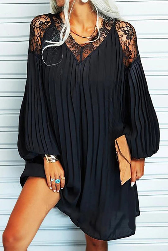 Rochie scurta cu dantela din material vaporos X689-1