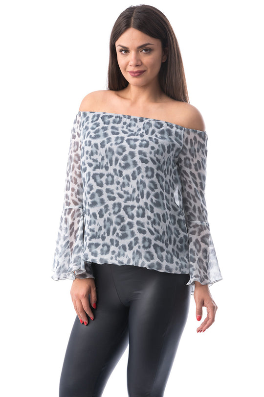 Bluza vaporoasa cu imprimeu animal print X734-18