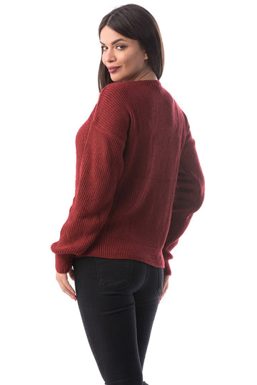 Pulover calduros accesorizat cu strasuri in fata X735-81