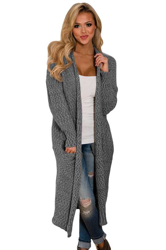 Cardigan lung cu buzunare laterale X750-181