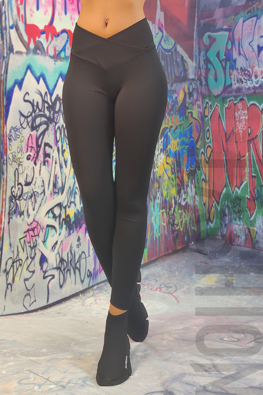 Colanti sport/casual cu talie inalta petrecuta in fata Y609-1