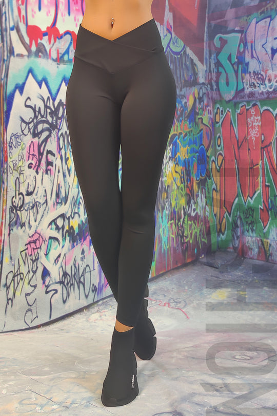 Colanti sport/casual cu talie inalta petrecuta in fata Y609-1