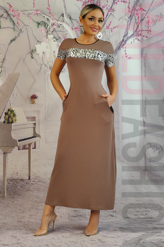 Rochie casual din material lejer cu buzunare laterale Y617-8