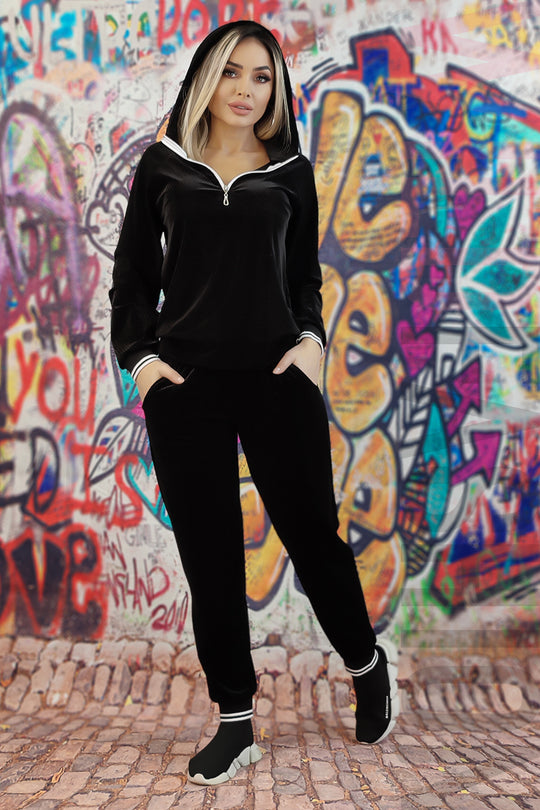 Trening fashion din bluza cu gluga si pantaloni lungi Y619-1