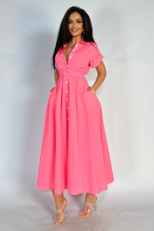 Rochie lunga casual tip A cu maneci scurte Y668-521