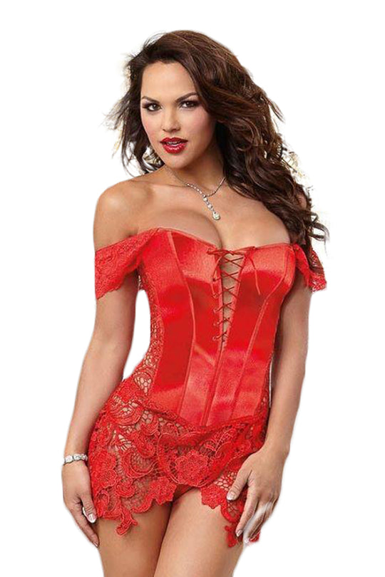 Corset sexy din imitatie piele cu insertii brodate si snur reglabil Z374-3