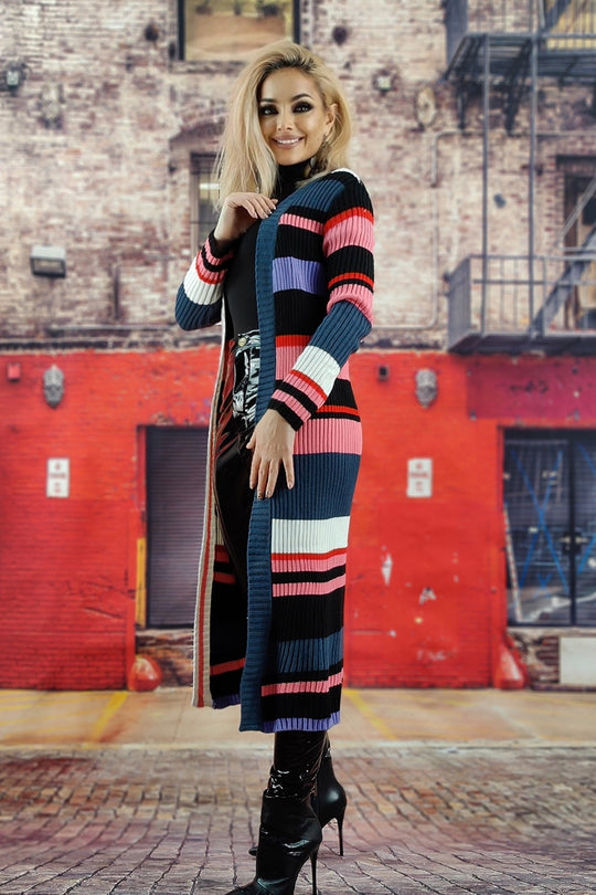 Cardigan lung cu model multicolor A737-541