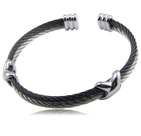 Bratara ajustabila din otel inoxidabil cu accesorii argintii AC1199-161