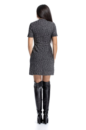 Rochie scurta cu guler inalt si maneci scurte A643-1