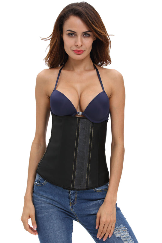 Corset brau modelator din latex cu inchideri multiple B520-1