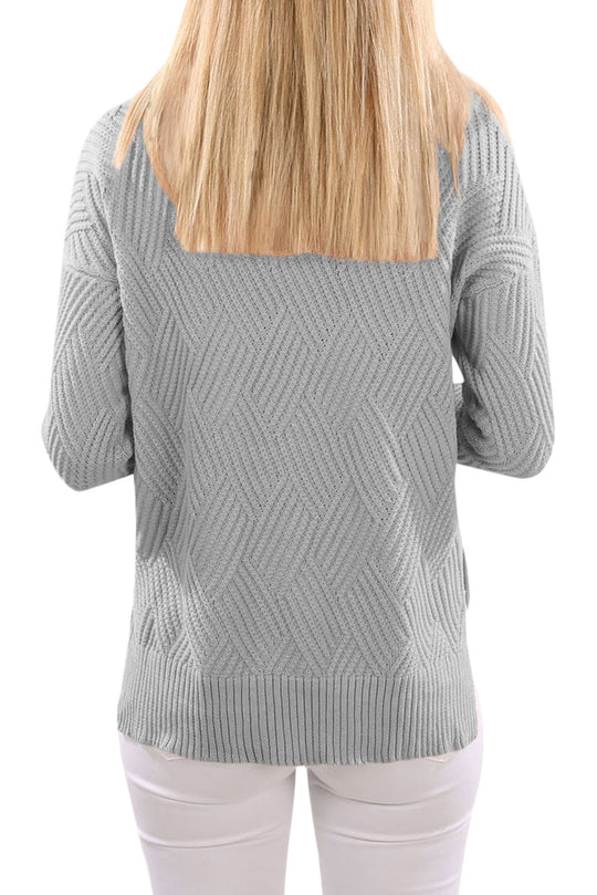 Pulover tricotat cu model fante pe lateral si guler inalt BL1000-18