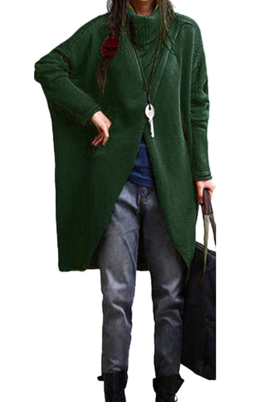 Pulover tricotat model oversize cu guler intors si aspect petrecut in fata BL1012-123