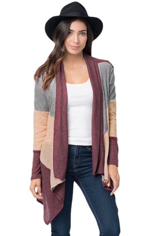 Cardigan cu maneci lungi si revere drapate BL960-8118