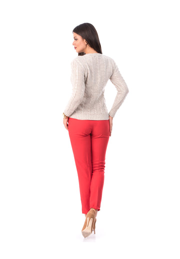 Pulover tricotat cu maneci lungi si model BL981-15