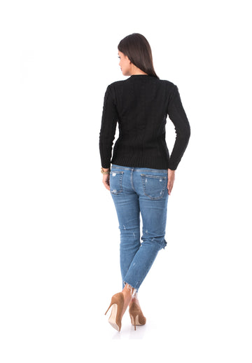 Pulover tricotat cu maneci lungi si model BL981-1