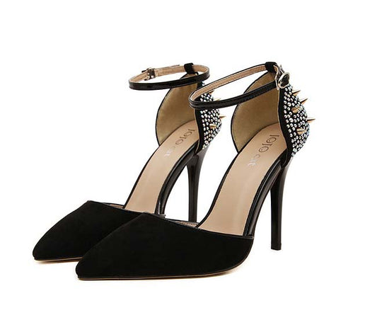 Sandale elegante accesorizate cu varf ascutit si inchise in fata CH2302-1