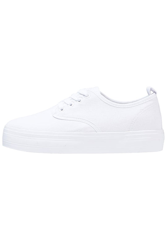 Tenisi albi din material textil cu talpa plana groasa CH2478-2