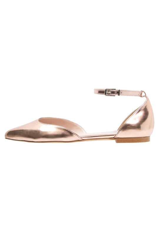 Pantofi Skimmer cu aspect lacuit varf ascutit si bareta subtire la glezna CH2506-7