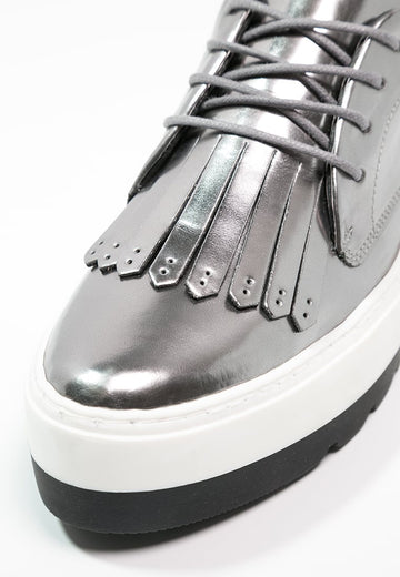 Pantofi smart din piele cu aspect metalic accesorizati cu franjuri CH2580-6