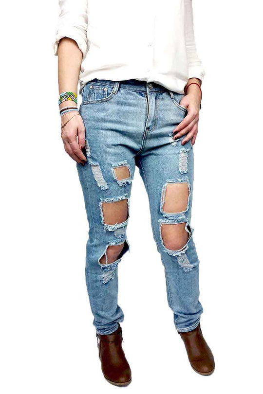 Blugi cu model taiat si talie inalta CL495