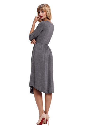 Rochie midi casual model lejer cu maneci trei sferturi D542-18