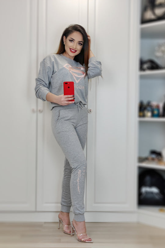 Trening casual cu broderie in 2 piese A706-182