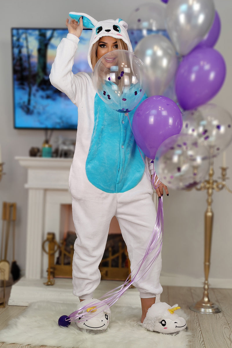 Pijama pufoasa intreaga cu model Blue Rabbit PJM154-22