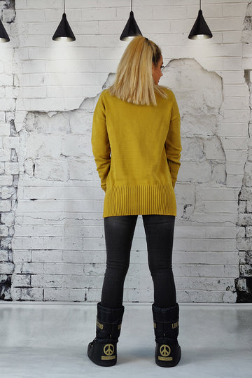 Pulover casual cu guler inalt si croiala lejera A749-991