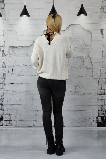 Pulover calduros cu maneci lungi si snur la spate X740-15