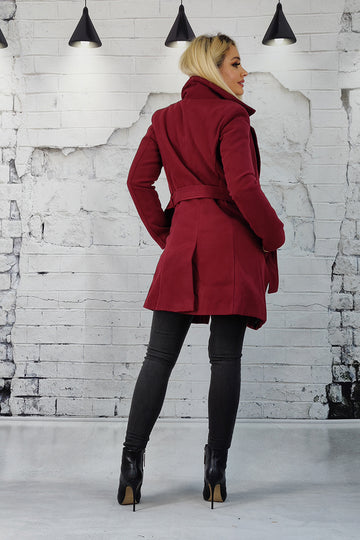 Pardesiu din stofa accesorizat cu cordon in talie BL985-81