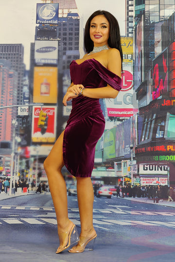 Rochie din material catifelat cu balene tip corset V453-10