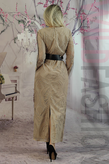 Rochie eleganta din plasa cu broderie si curea in tallie U854-152