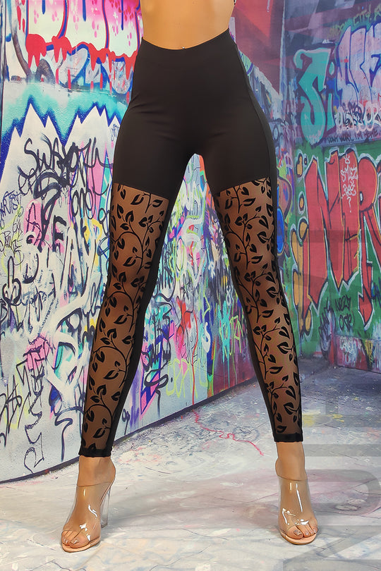 Colanti casual cu talie inalta si plasa fina cu model in relief A784-1