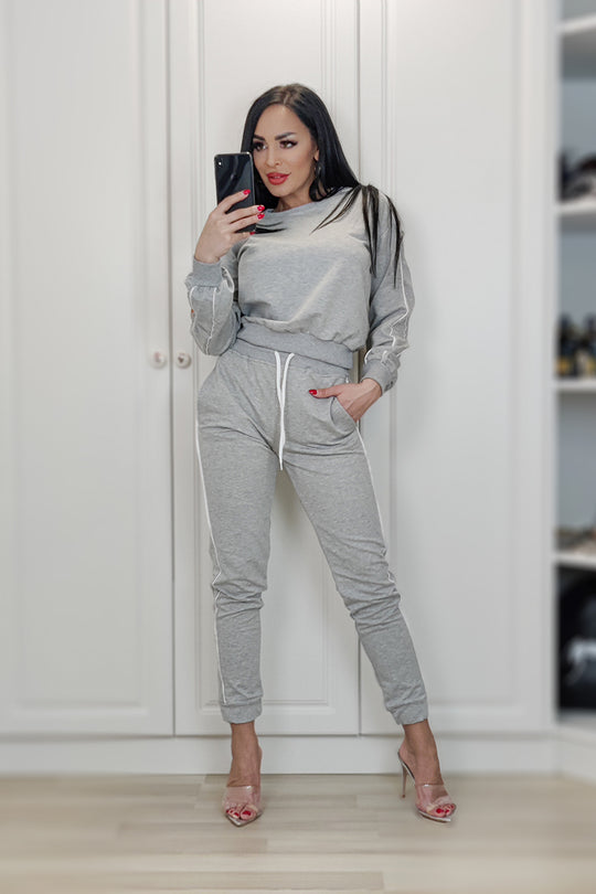 Trening casual-sport model cu dungi si text G733-18