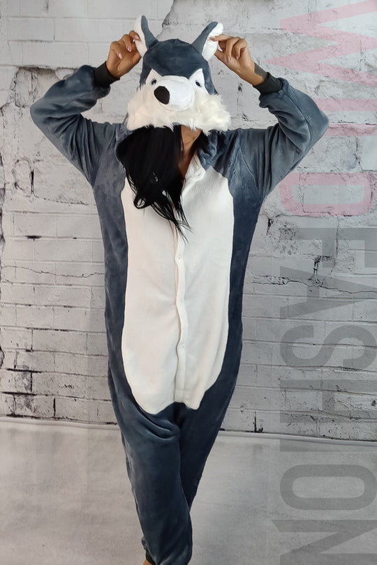 Pijama kigurumi din material pufos si model LUP PJM221-18