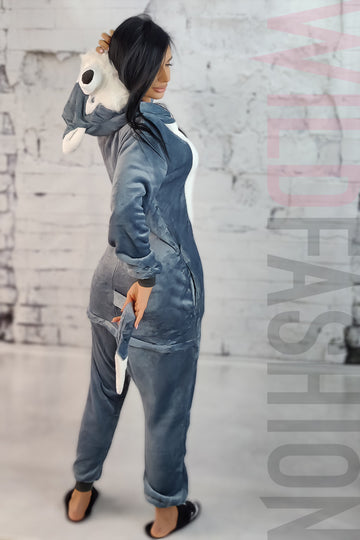Pijama kigurumi din material pufos si model LUP PJM221-18