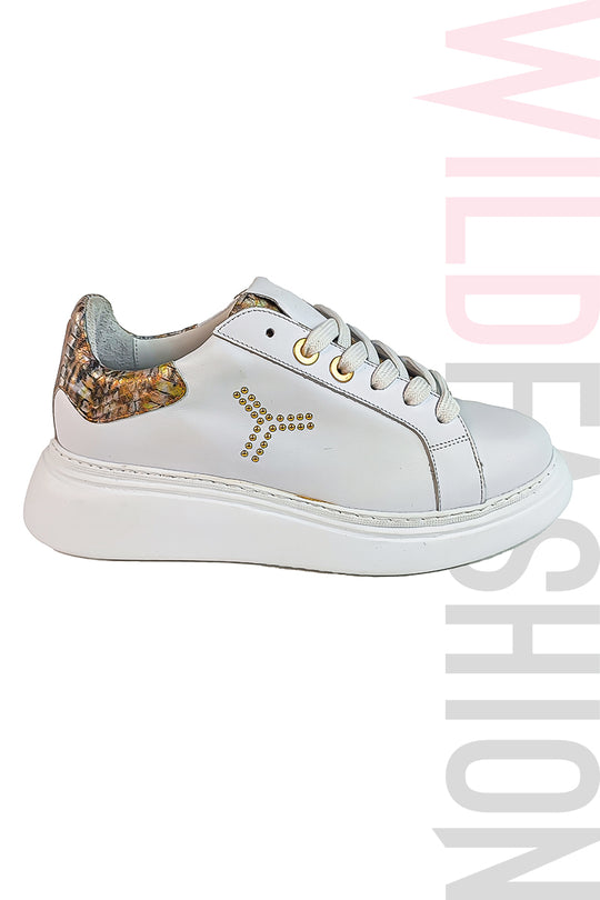 Adidasi casual TONAKI din piele naturala cu strasuri si model sarpe CH39-2