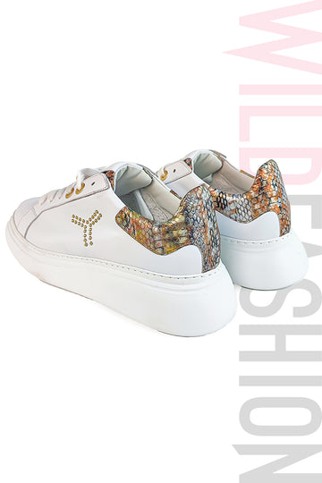 Adidasi casual TONAKI din piele naturala cu strasuri si model sarpe CH39-2