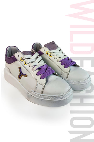 Adidasi casual DAVI din piele naturala cu doua seturi de sireturi CH40-21011