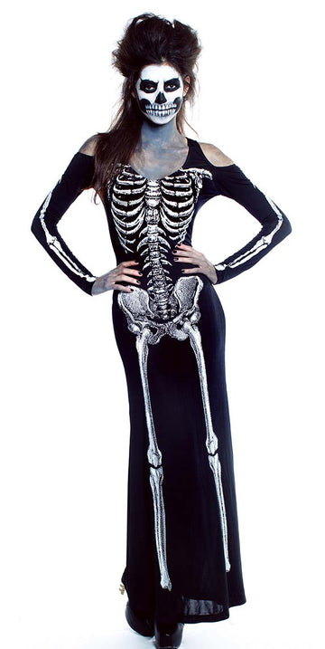J500-1122 Rochie lunga tematica - Bone Appetit Skeleton