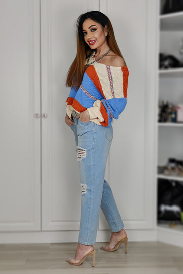 Bluza cu aspect tricotat si decolteu in V J727-154