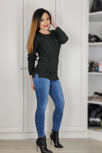 Pulover casual din material tricotat si model in tesatura K654-123