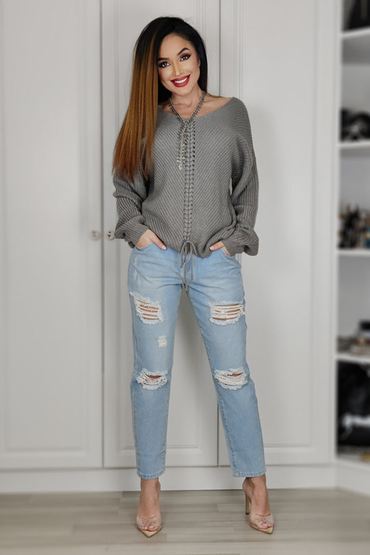 Pulover casual cu aspect tricotat si croiala oversize K786-18