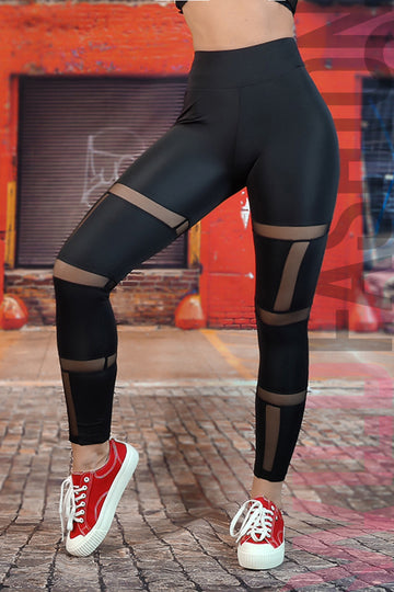 Colanti casual din material elastic cu decupaje din plasa fina L861-1